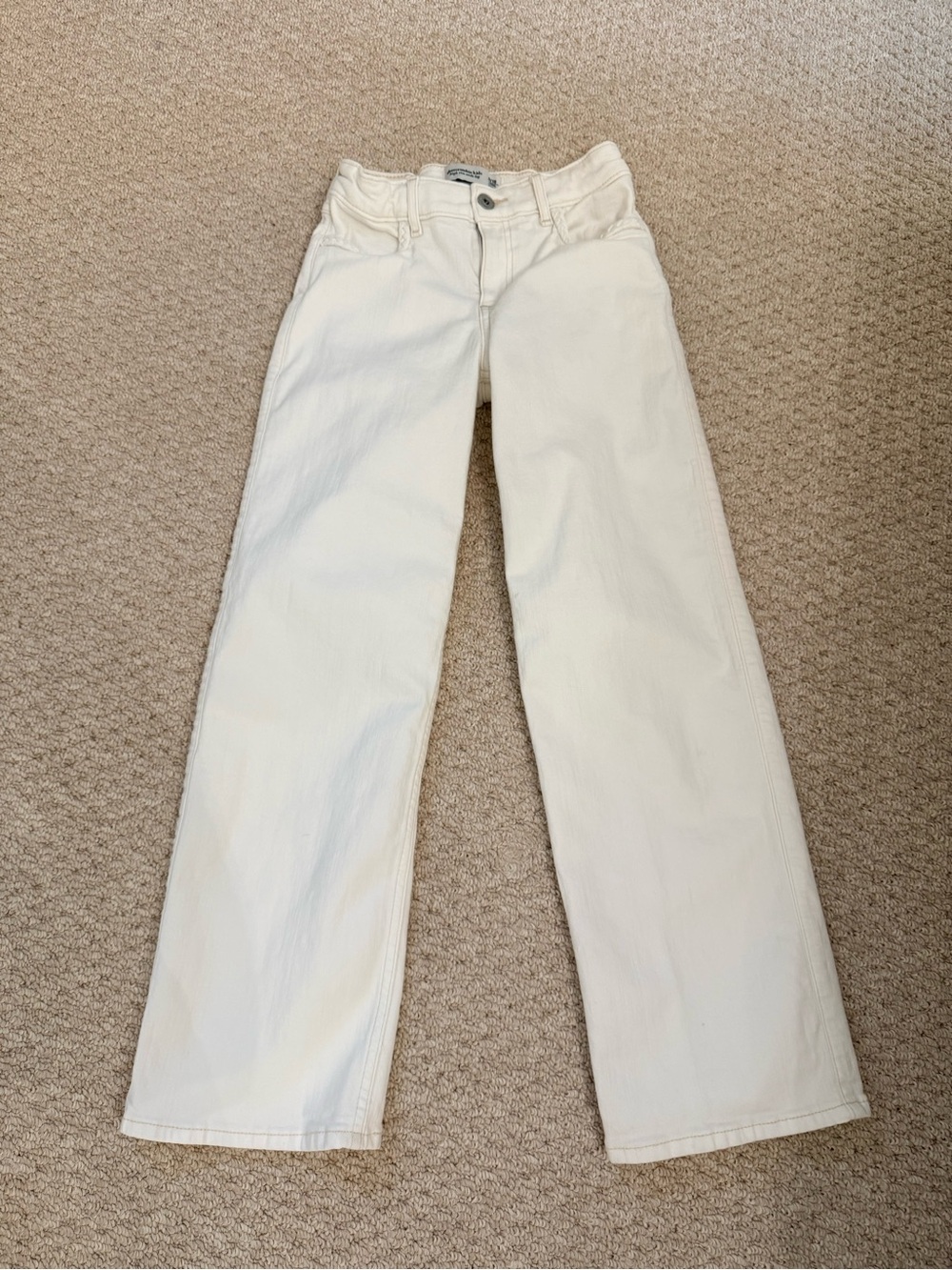 abercrombie kids girls Cream Wide-Leg Jeans 9/10 long